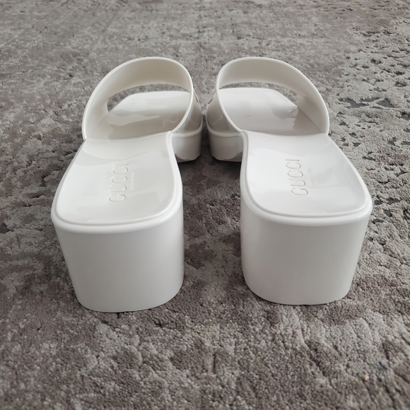 Gucci Rubber Logo Platform Slide Sandal in Mystic White Size 41 - Picture 9 of 13